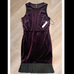 Sandra Darren Deep Purple Velvet Midi Dress Size 6